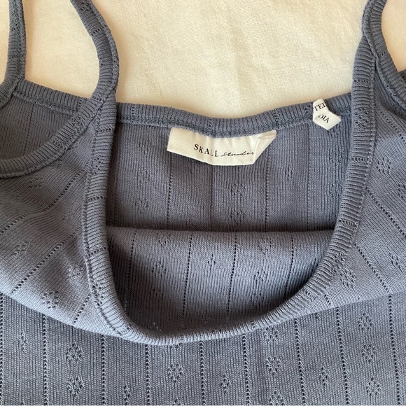 Skall Studio edie pointelle organic cotton cami tank top xs blue - Picture 4 of 8